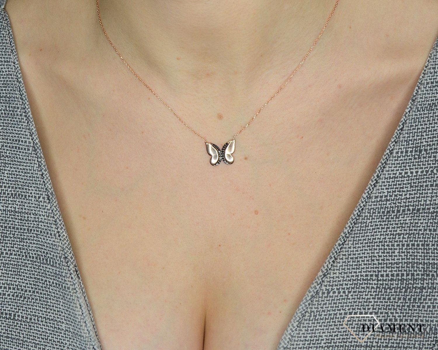 Pozłacana celebrytka z zawieszką DIA-NSZ-2836-925✓Naszyjniki Damskie w Sklepie z Biżuterią zegarki-diament.pl✓.jpg