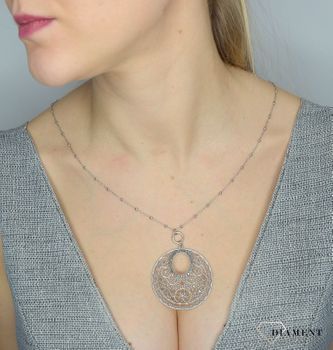 Srebrny naszyjnik damski z dużą ażurową zawieszką DIA-NSZ-2851-925.3.JPG