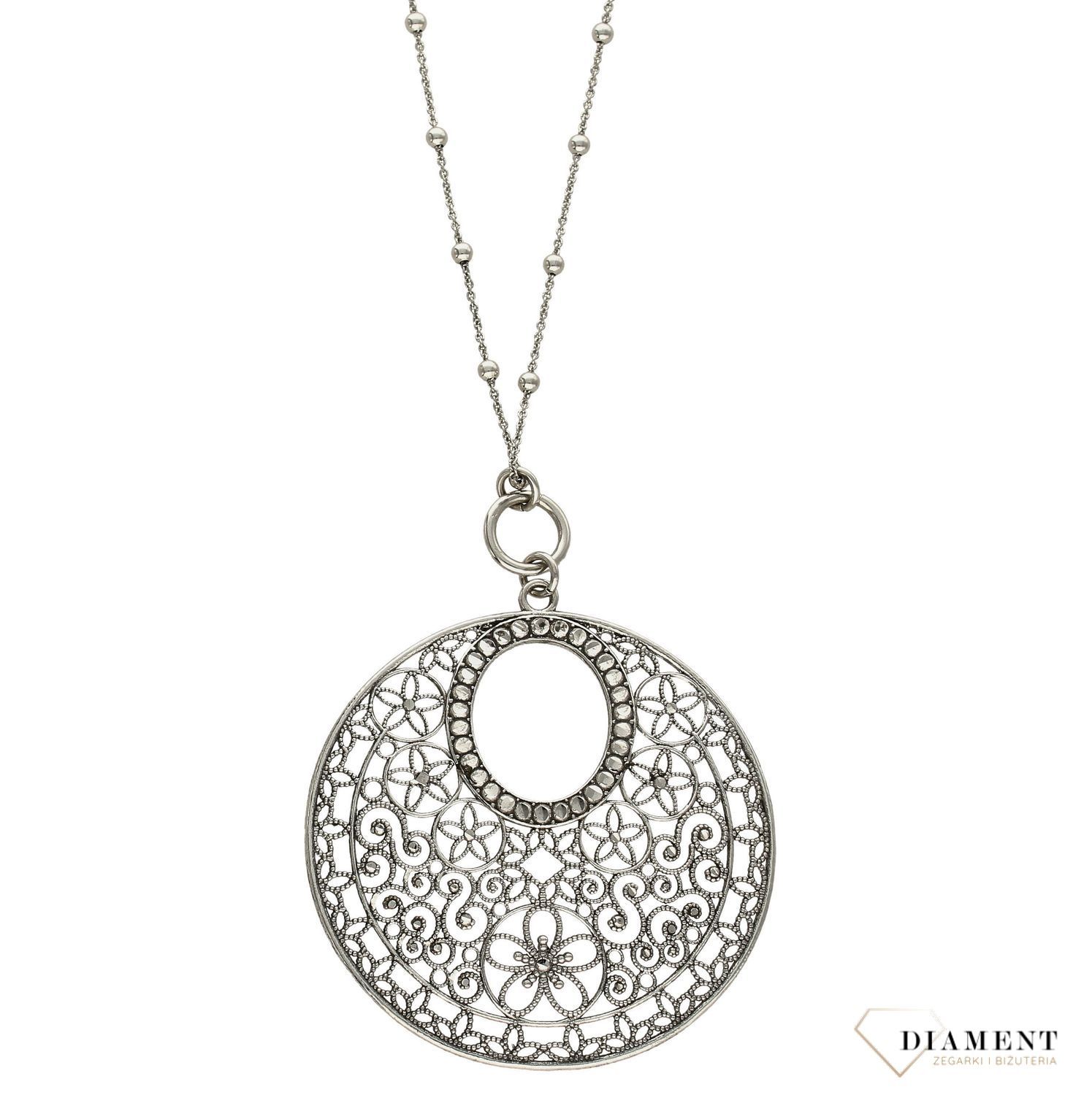 Srebrny naszyjnik damski z dużą ażurową zawieszką DIA-NSZ-2851-925✓Naszyjniki Damskie w Sklepie z Biżuterią zegarki-diament.pl✓.jpg