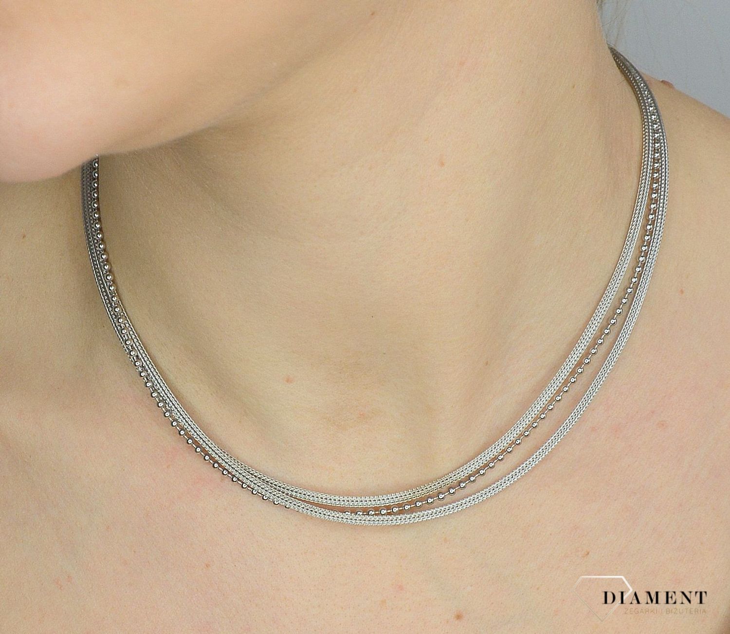 Srebrny naszyjnik 925 podwójny łańcuszek i kuleczki DIA-NSZ-2861-925.jpg