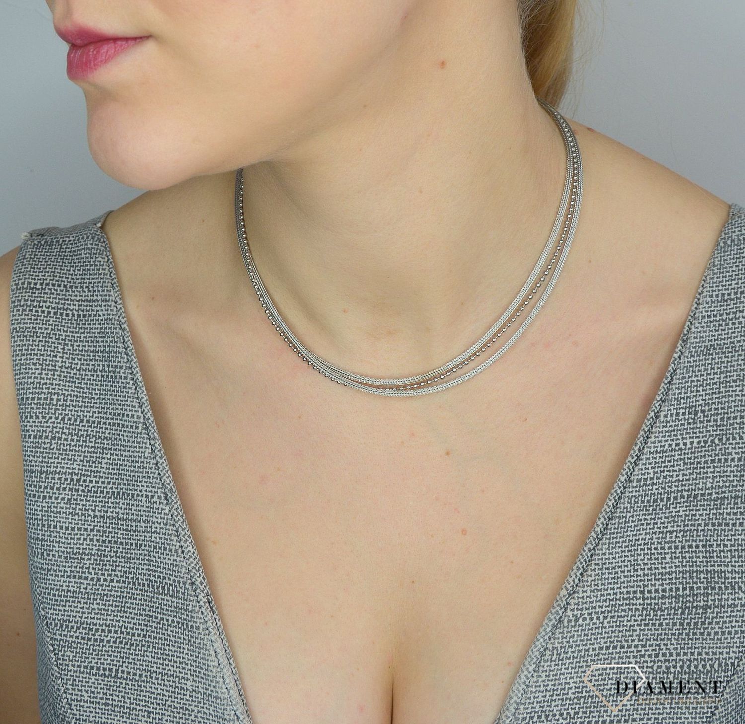 Srebrny naszyjnik 925 podwójny łańcuszek i kuleczki DIA-NSZ-2861-925.jpg