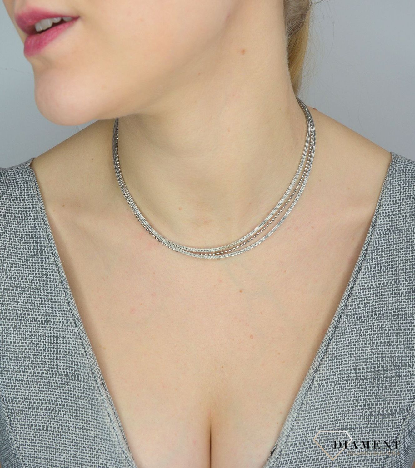 Srebrny naszyjnik 925 podwójny łańcuszek i kuleczki DIA-NSZ-2861-925.jpg