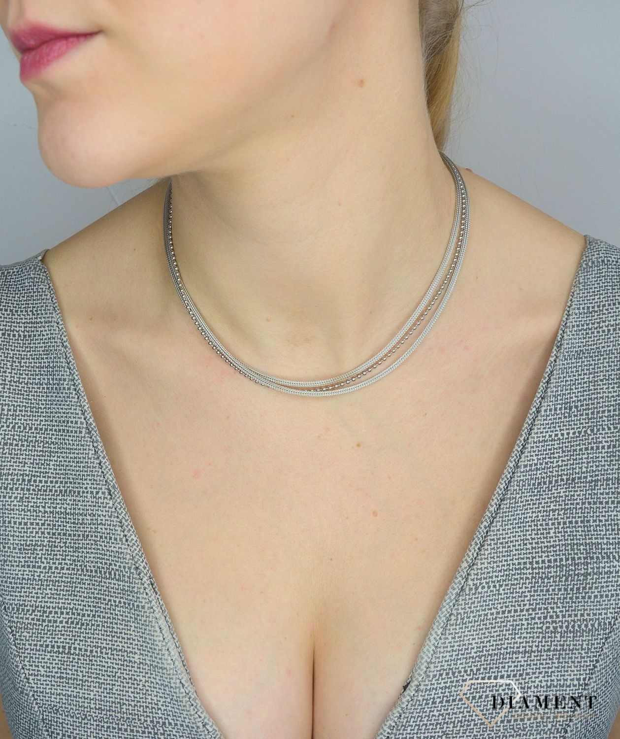 Srebrny naszyjnik 925 podwójny łańcuszek i kuleczki DIA-NSZ-2861-925.jpg