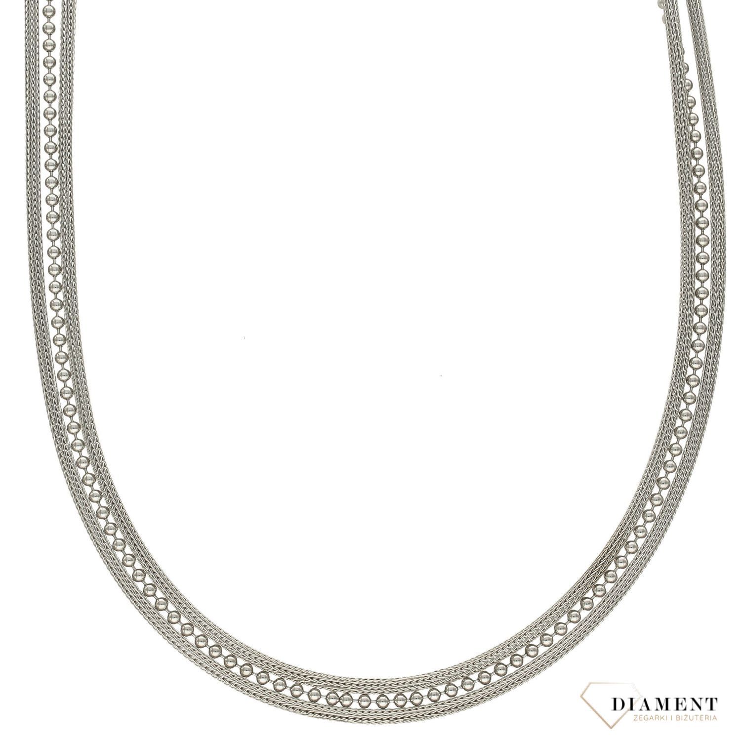 Srebrny naszyjnik 925 podwójny łańcuszek i kuleczki DIA-NSZ-2861-925.jpg