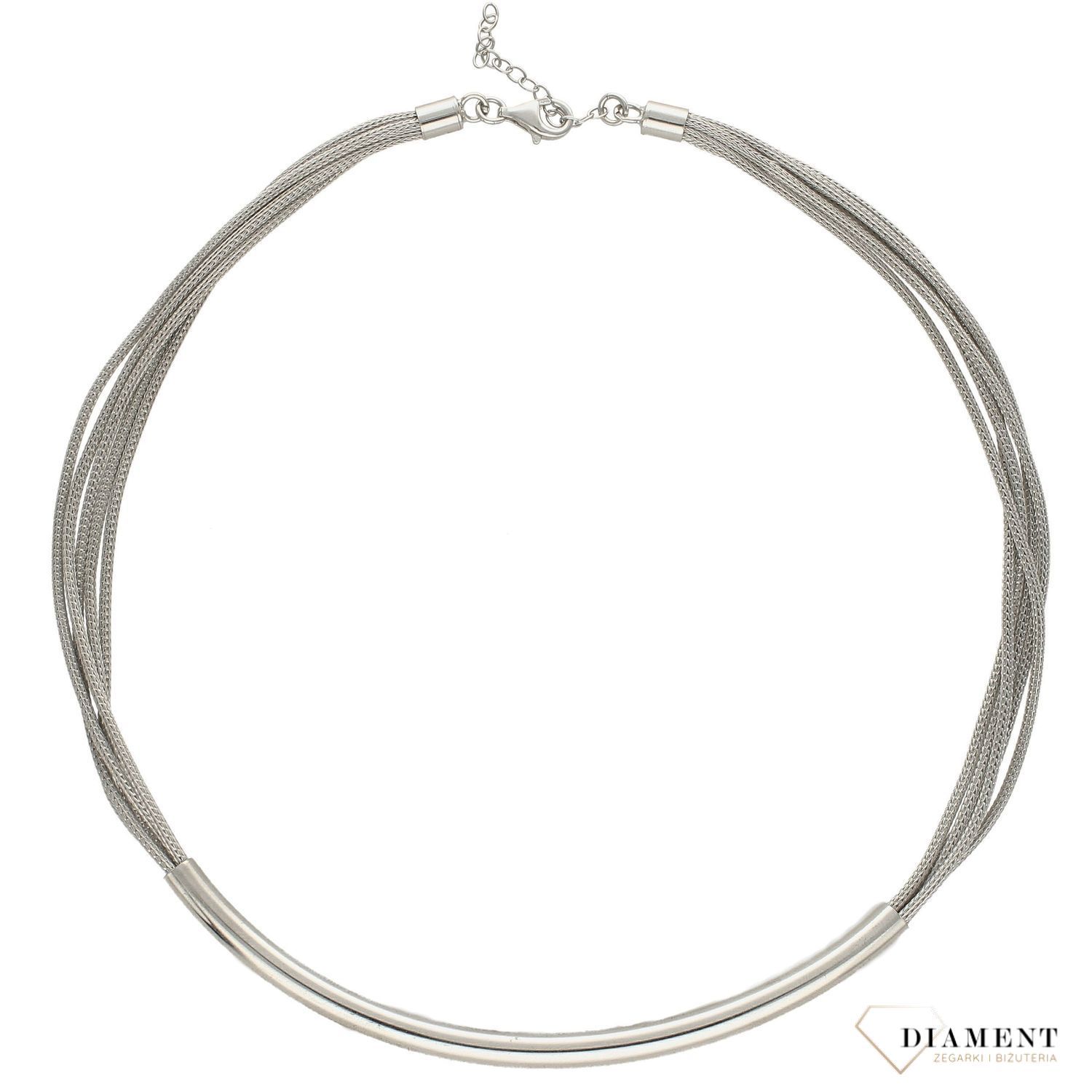 Srebrny naszyjnik 925 łańcuszki z rurką DIA-NSZ-2863-925.jpg