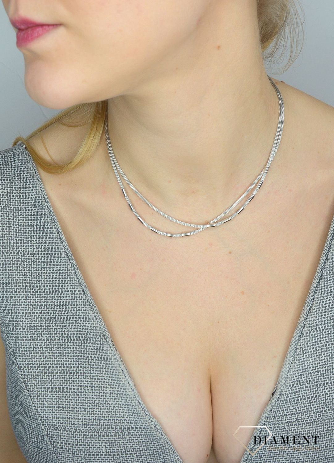 Srebrny naszyjnik dwa łańcuszki z blaszkami DIA-NSZ-2864-925.jpg