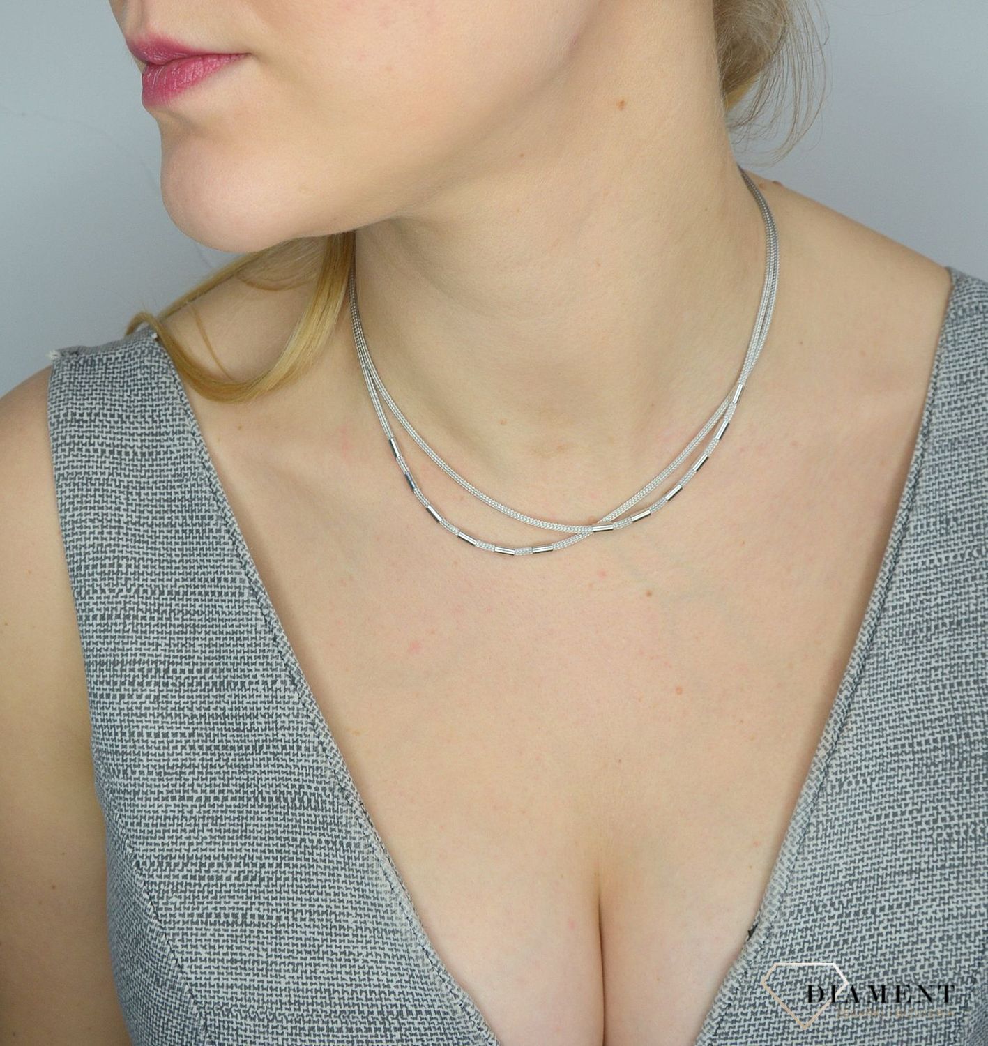 Srebrny naszyjnik dwa łańcuszki z blaszkami DIA-NSZ-2864-925.jpg