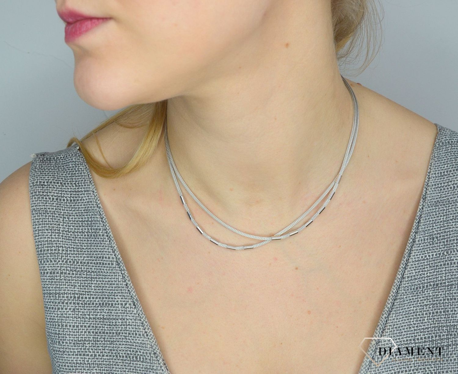 Srebrny naszyjnik dwa łańcuszki z blaszkami DIA-NSZ-2864-925.jpg