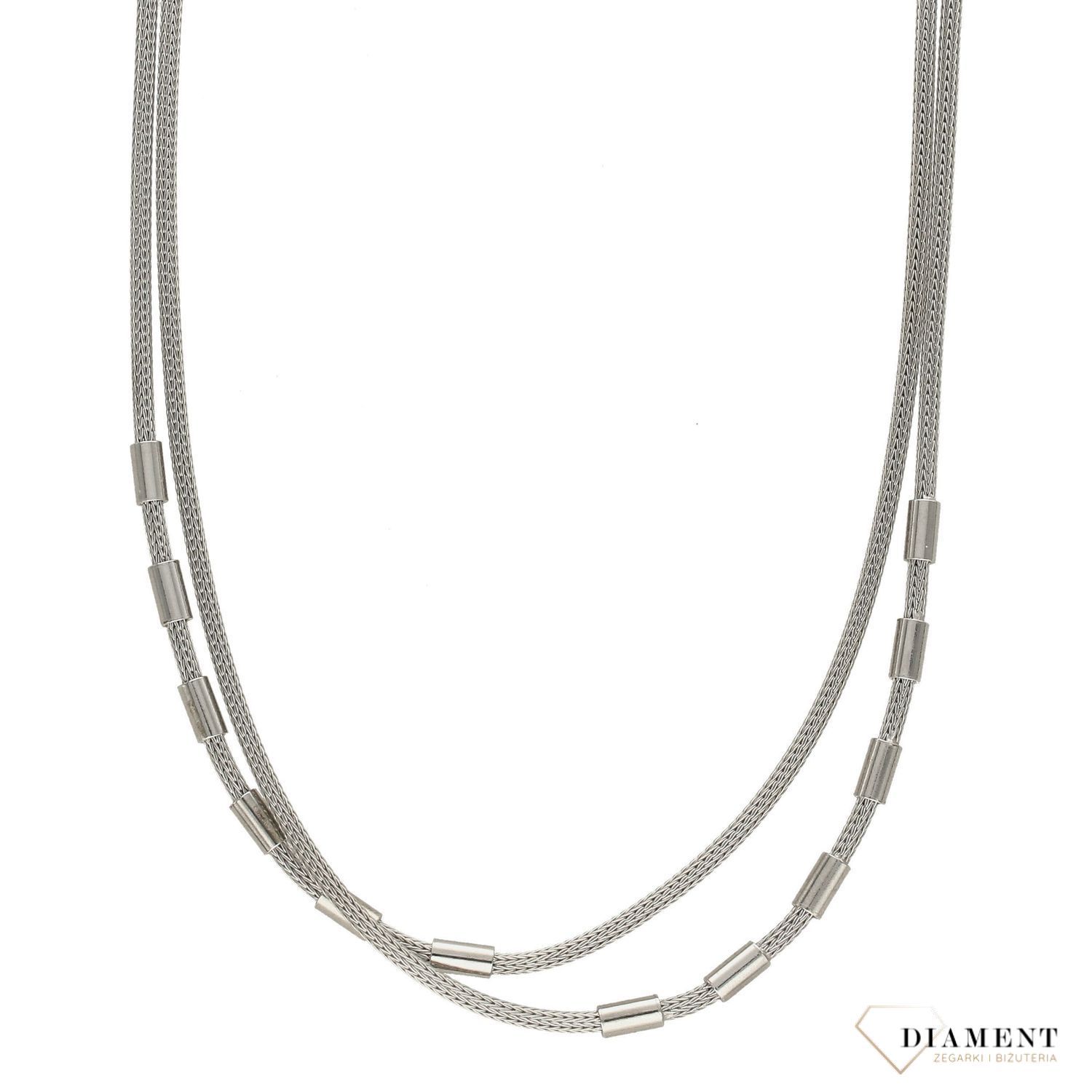 Srebrny naszyjnik dwa łańcuszki z blaszkami DIA-NSZ-2864-925.jpg