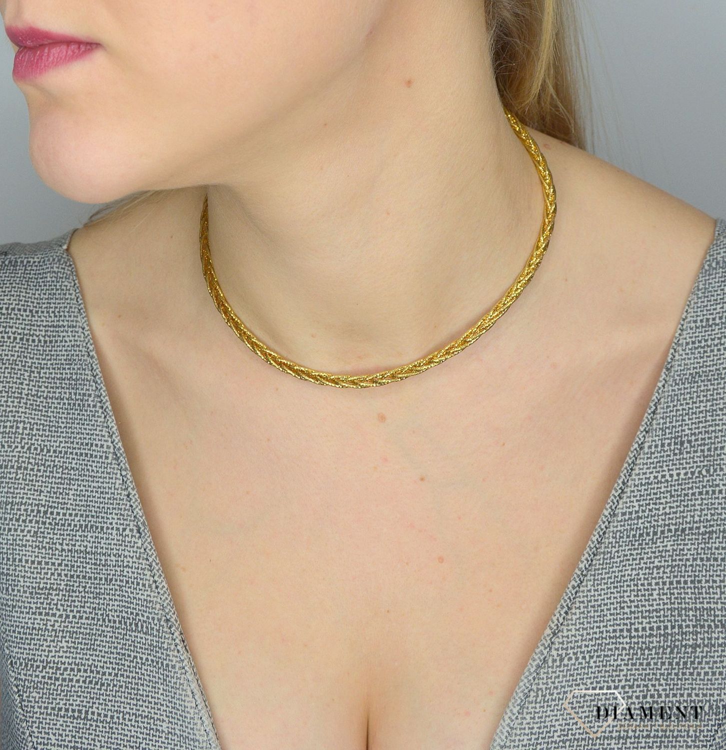 Pozłacany naszyjnik damski błyszcząca kolia✓Srebrne Naszyjniki Damskie w Sklepie z Biżuterią zegarki-diament.pl✓.jpg