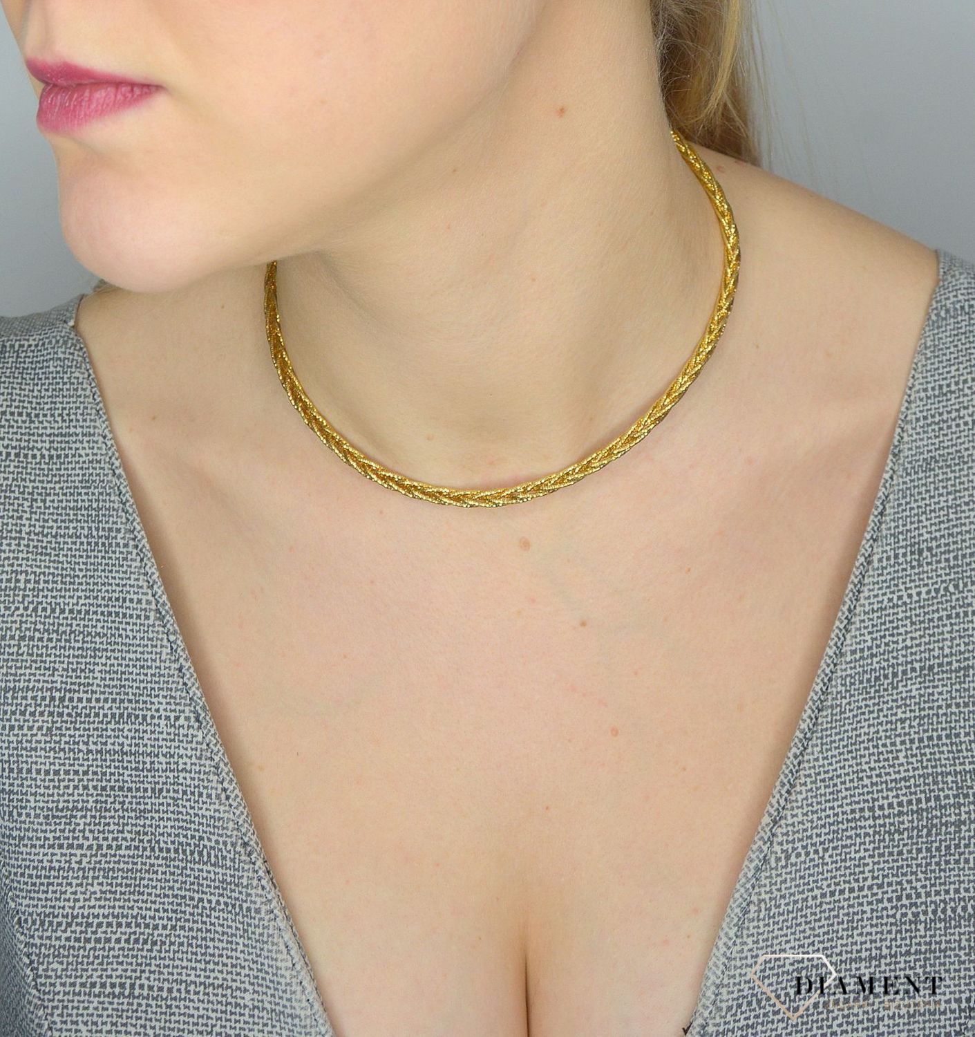 Pozłacany naszyjnik damski błyszcząca kolia✓Srebrne Naszyjniki Damskie w Sklepie z Biżuterią zegarki-diament.pl✓.jpg