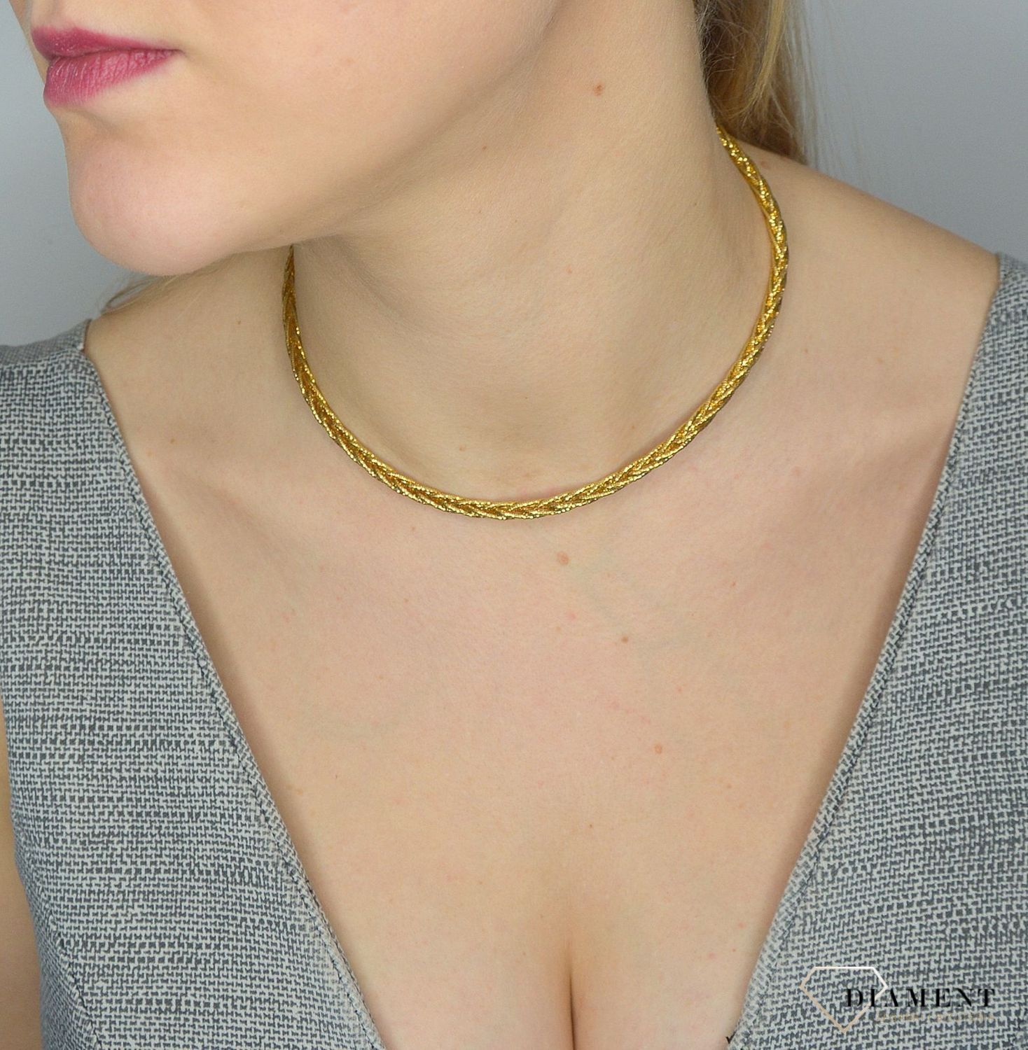 Pozłacany naszyjnik damski błyszcząca kolia✓Srebrne Naszyjniki Damskie w Sklepie z Biżuterią zegarki-diament.pl✓.jpg