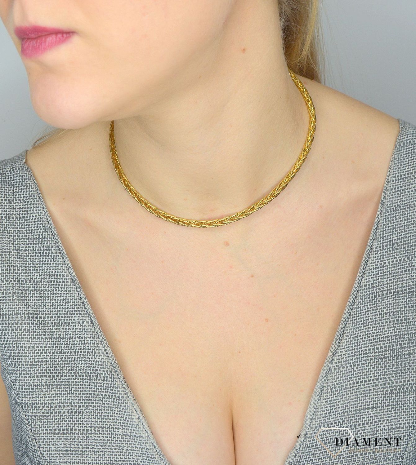 Pozłacany naszyjnik damski błyszcząca kolia✓Srebrne Naszyjniki Damskie w Sklepie z Biżuterią zegarki-diament.pl✓.jpg