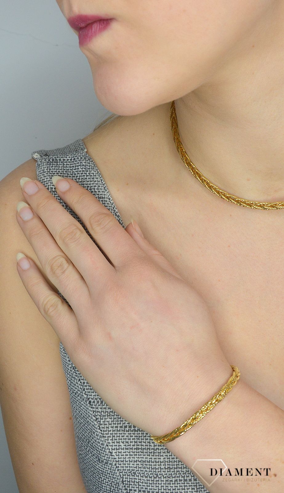 Pozłacany naszyjnik damski błyszcząca kolia✓Srebrne Naszyjniki Damskie w Sklepie z Biżuterią zegarki-diament.pl✓.jpg