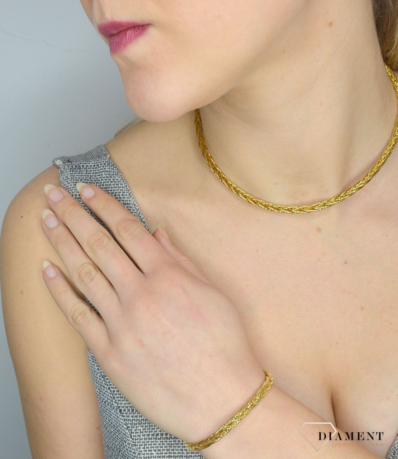 Pozłacany naszyjnik damski błyszcząca kolia✓Srebrne Naszyjniki Damskie w Sklepie z Biżuterią zegarki-diament.pl✓.jpg