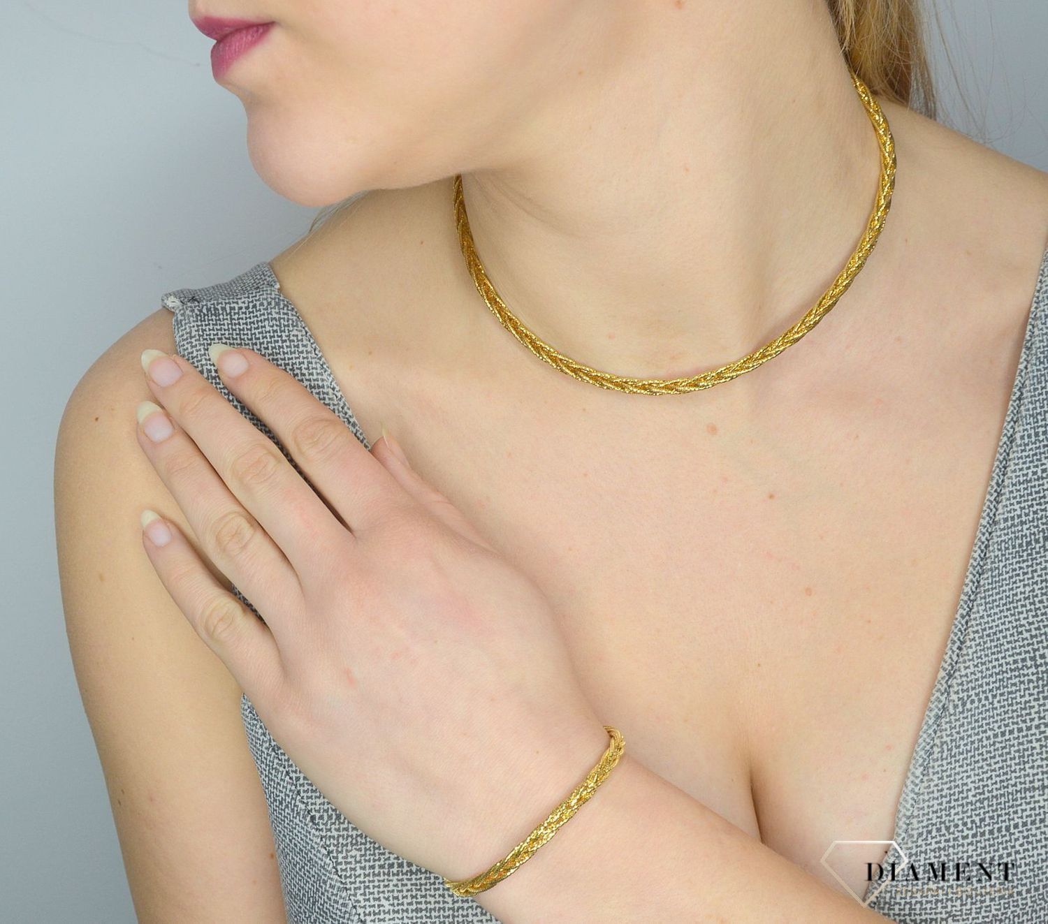 Pozłacany naszyjnik damski błyszcząca kolia✓Srebrne Naszyjniki Damskie w Sklepie z Biżuterią zegarki-diament.pl✓.jpg