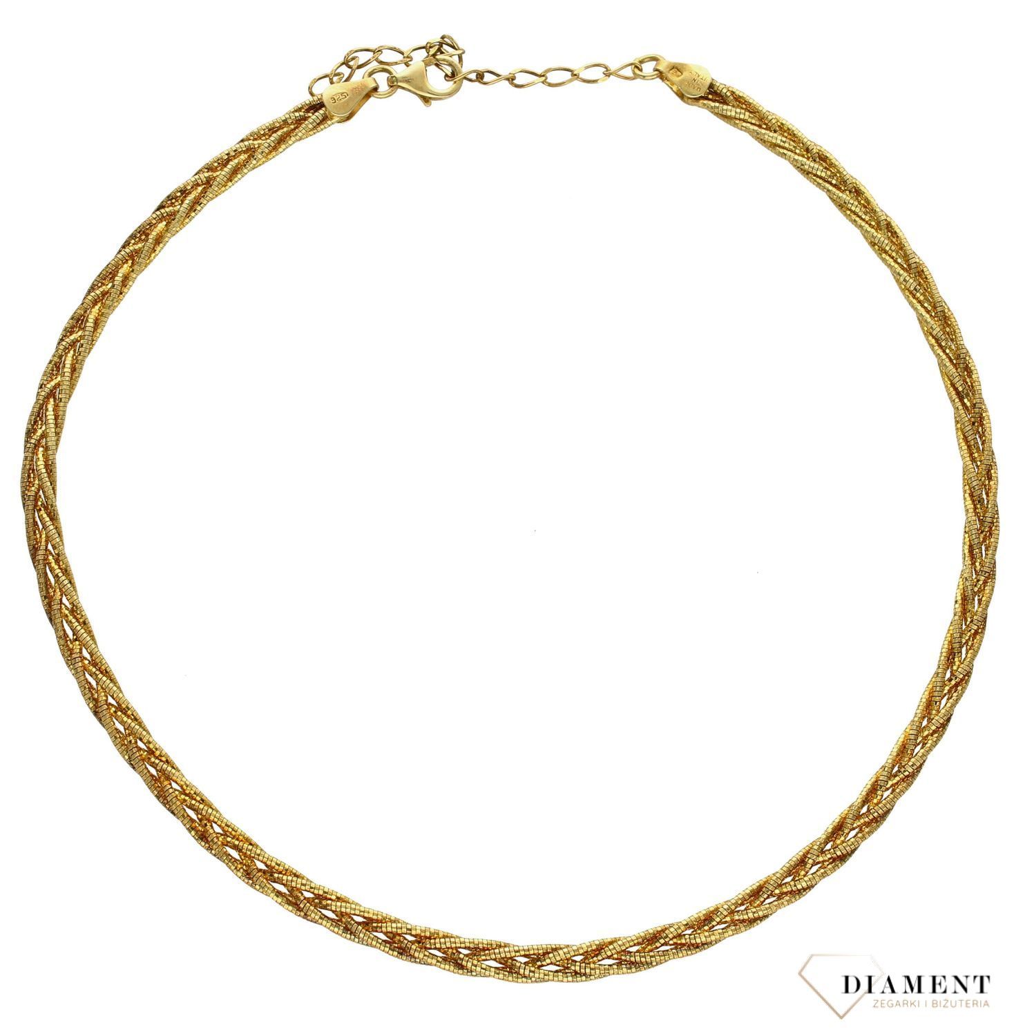 Pozłacany naszyjnik damski błyszcząca kolia✓Srebrne Naszyjniki Damskie w Sklepie z Biżuterią zegarki-diament.pl✓.jpg