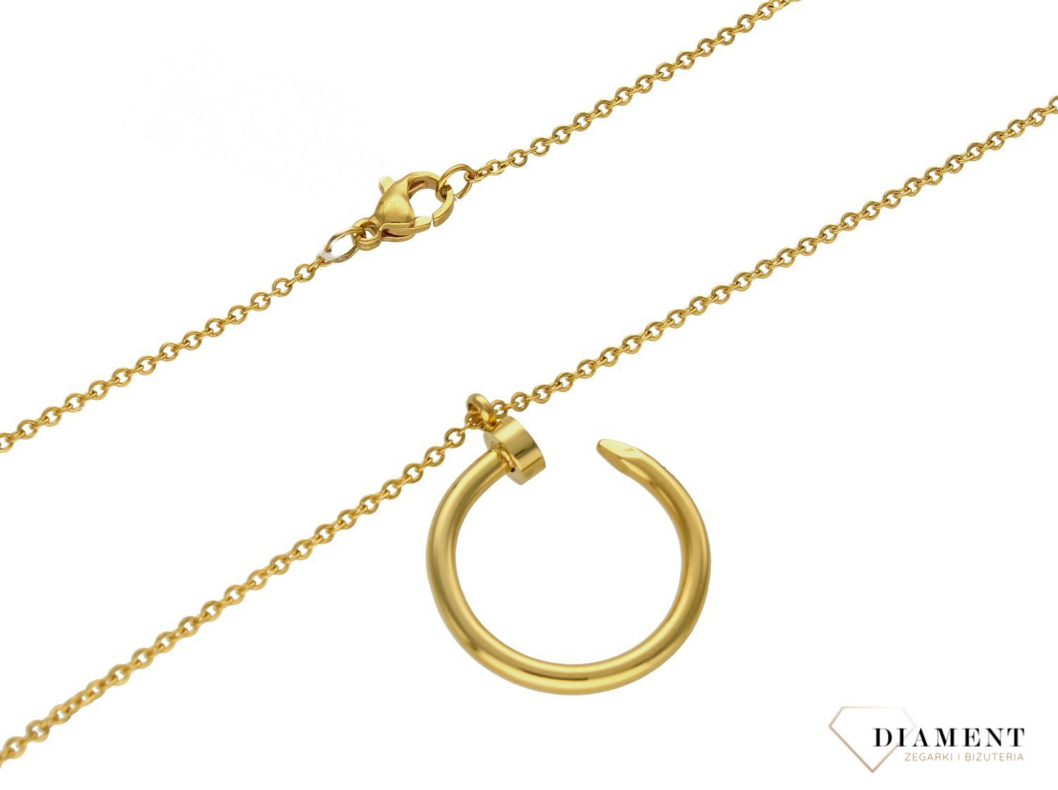 Naszyjnik stalowy celebrytka pokryta złotem z zawieszką Gwóźdź DIA-NSZ-2870-STAL. Naszyjnik stalowy w złotym kolorze. Naszyjnik z popularną zawieszką gwóźdź. Naszyjnik damski stalowy o długości 45 cm, bez możliwości przedłuż.jpg