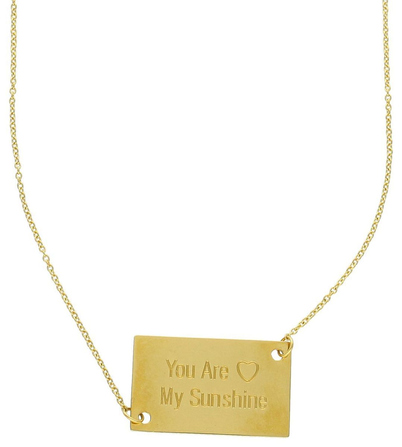 Damski naszyjnik stalowy pozłacany z napisem „You are my sunshine”. Długość 42 + 5 cm, zawieszka 2,5 × 1,5 cm. Model DIA-NSZ-2874-925 – biżuteria z emocjami.1.jpg