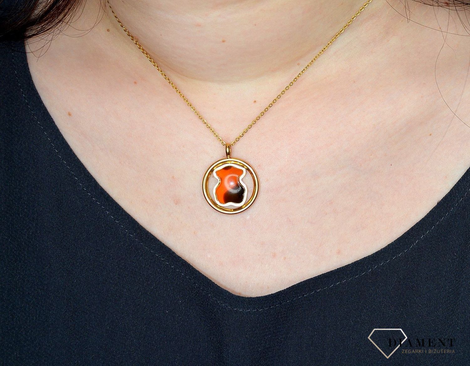 Naszyjnik damski TUOS z zawieszką brązowy miś DIA-NSZ-2878-STAL.jpg