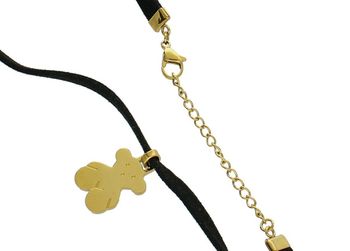 Pozłacany naszyjnik choker z zawieszką misia – delikatna biżuteria damska ze stali nierdzewnej. Długość 45 + 5 cm. Idealny prezent z uroczym akcentem.2.jpg