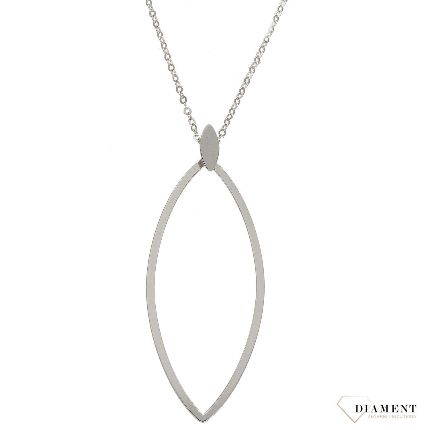 Naszyjniki srebrny  'Gładki Liść' DIA-NSZ-2987-925.jpg