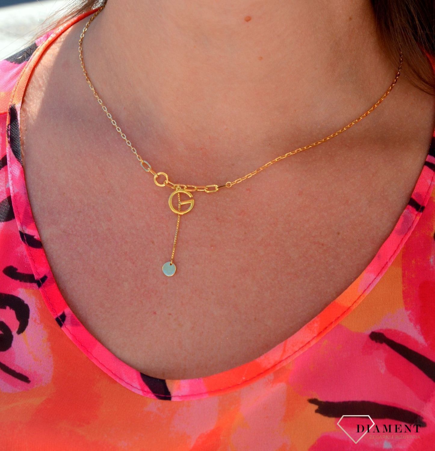 Srebrny naszyjnik pozłacany z zawieszką literka G DIA-NSZ-3058-925.jpg