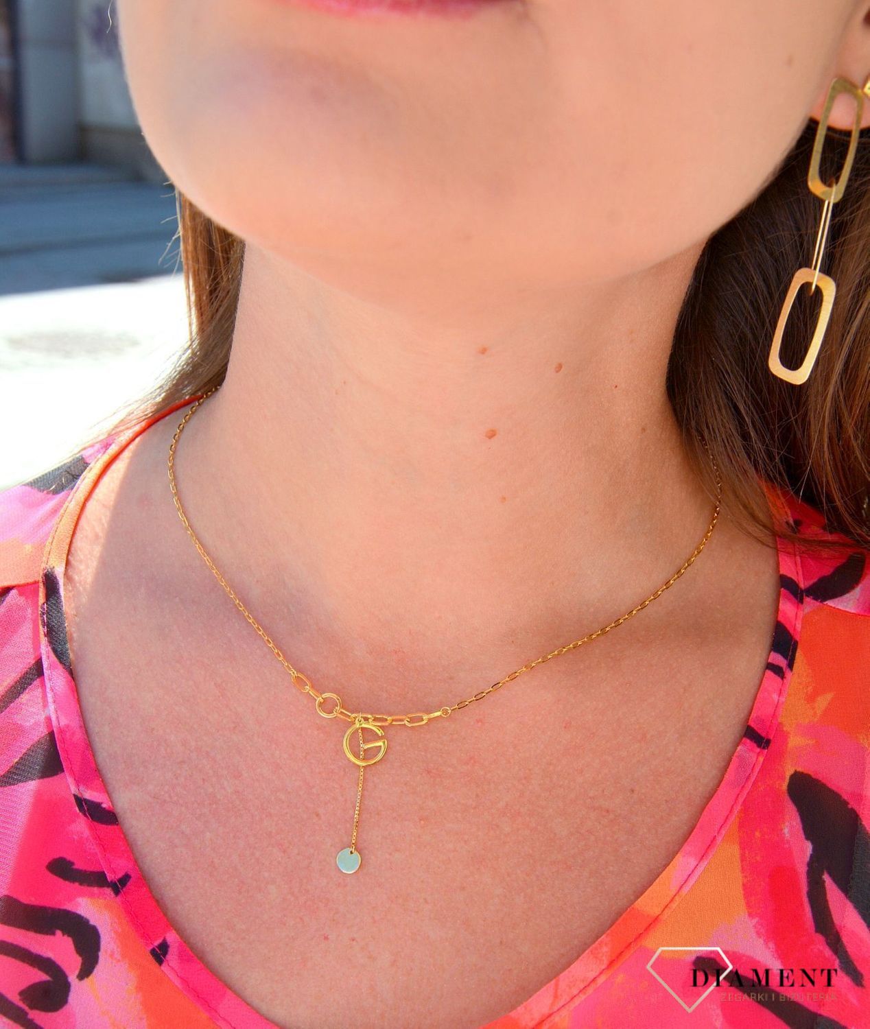 Srebrny naszyjnik pozłacany z zawieszką literka G DIA-NSZ-3058-925.jpg