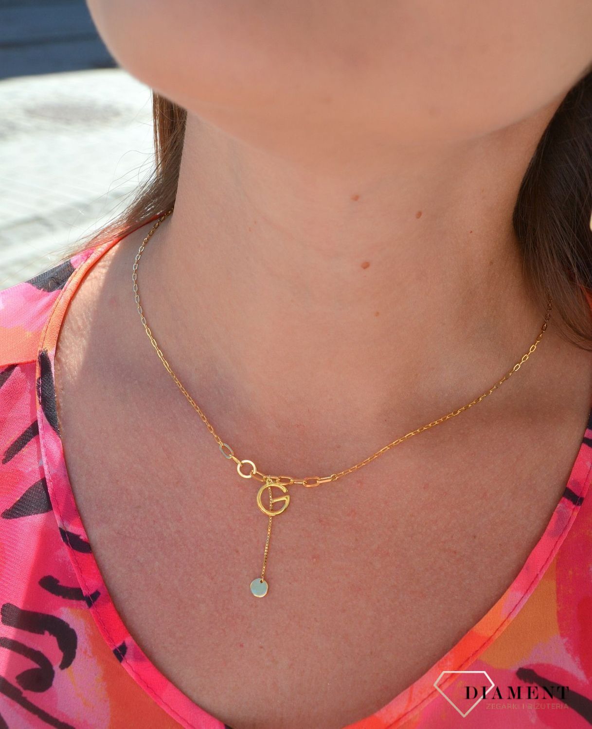 Srebrny naszyjnik pozłacany z zawieszką literka G DIA-NSZ-3058-925.jpg