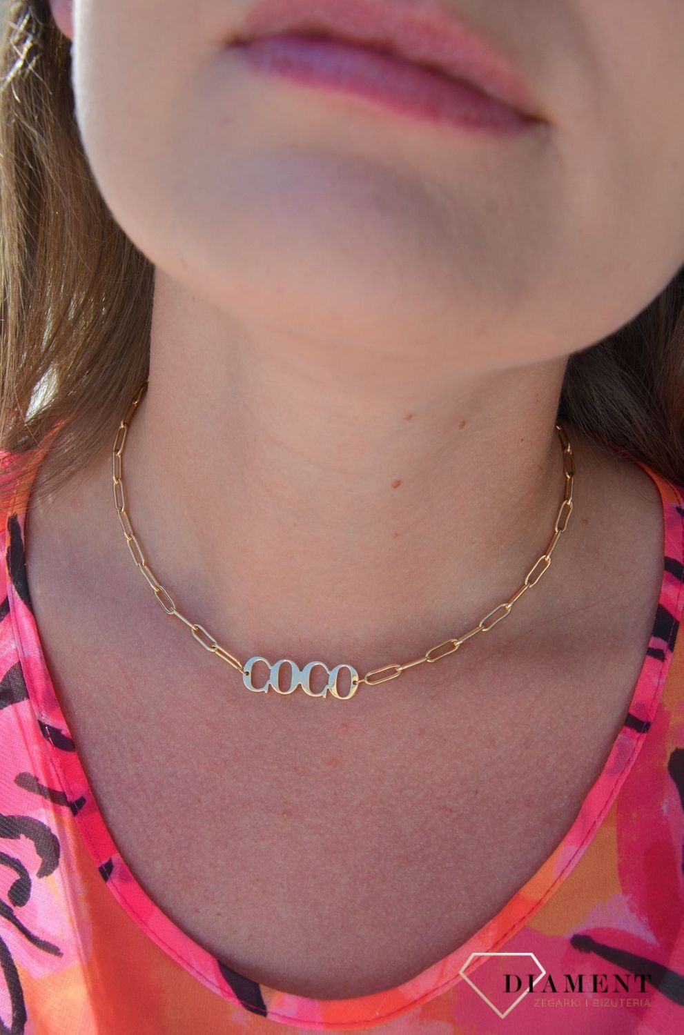 Naszyjnik srebrny pozłacany 'Łańcuch COCO' DIA-NSZ-3059-925.jpg