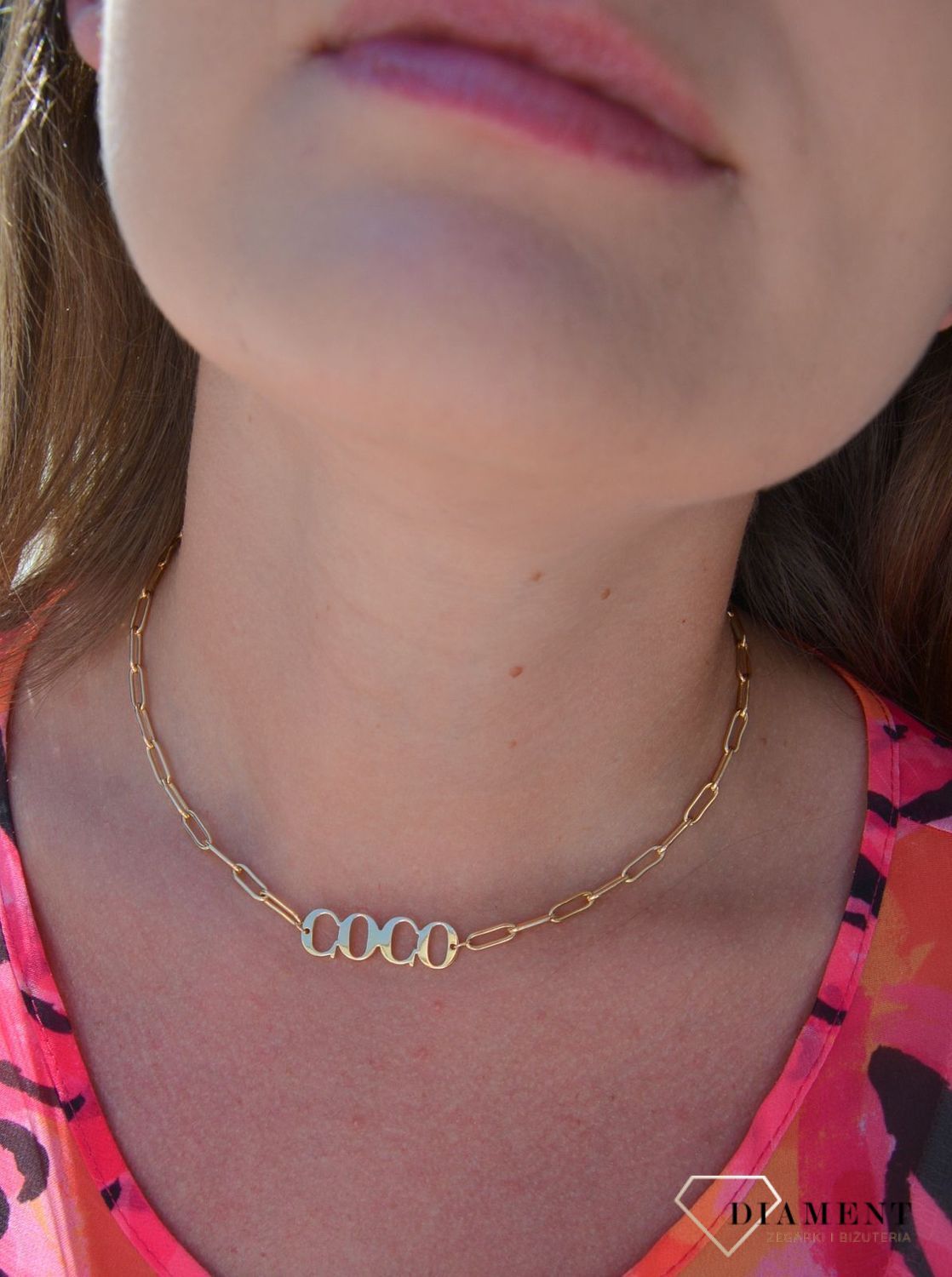 Naszyjnik srebrny pozłacany 'Łańcuch COCO' DIA-NSZ-3059-925.jpg