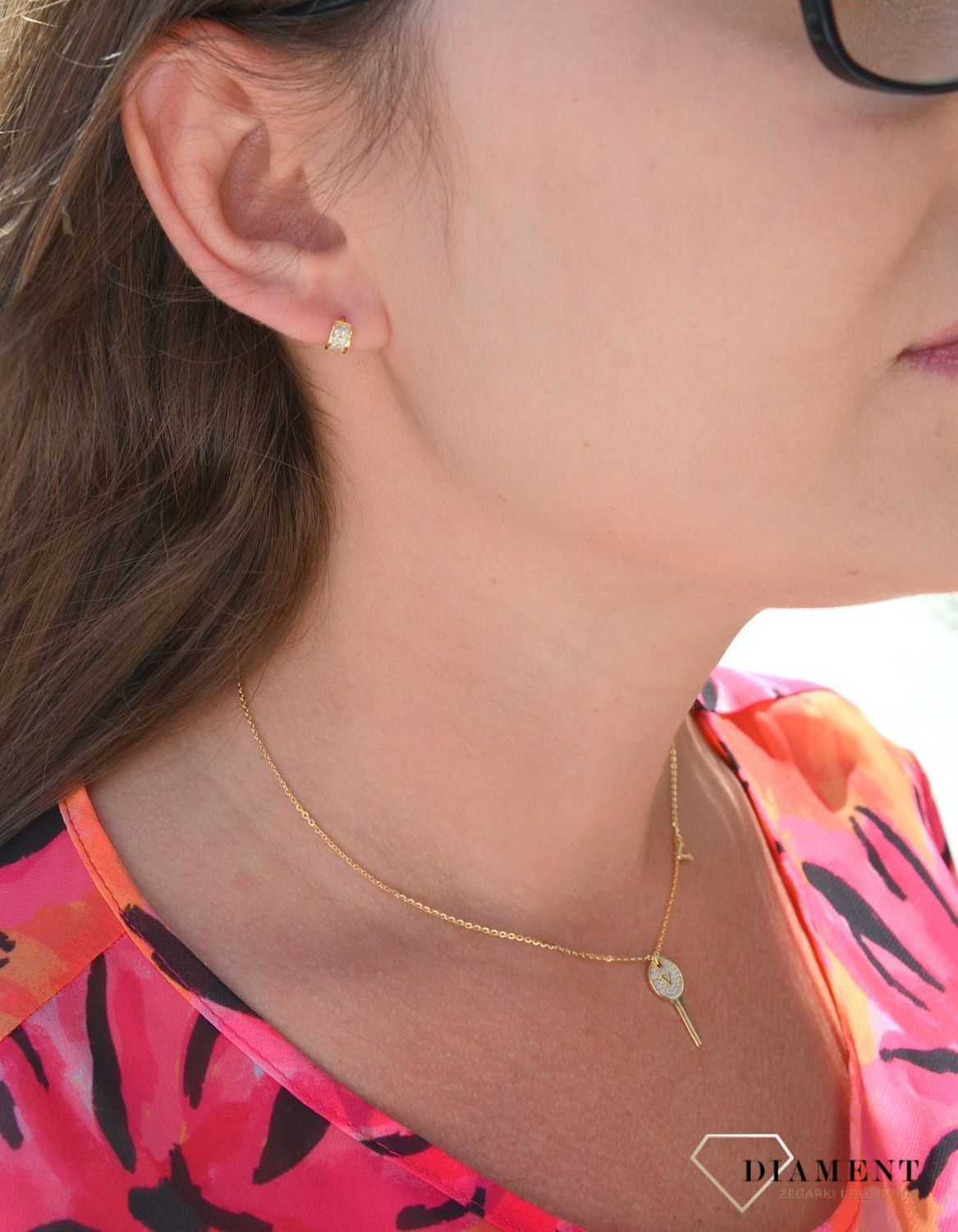 Naszyjnik pozłacany z kluczykiem i literką V DIA-NSZ-3062-925.jpg