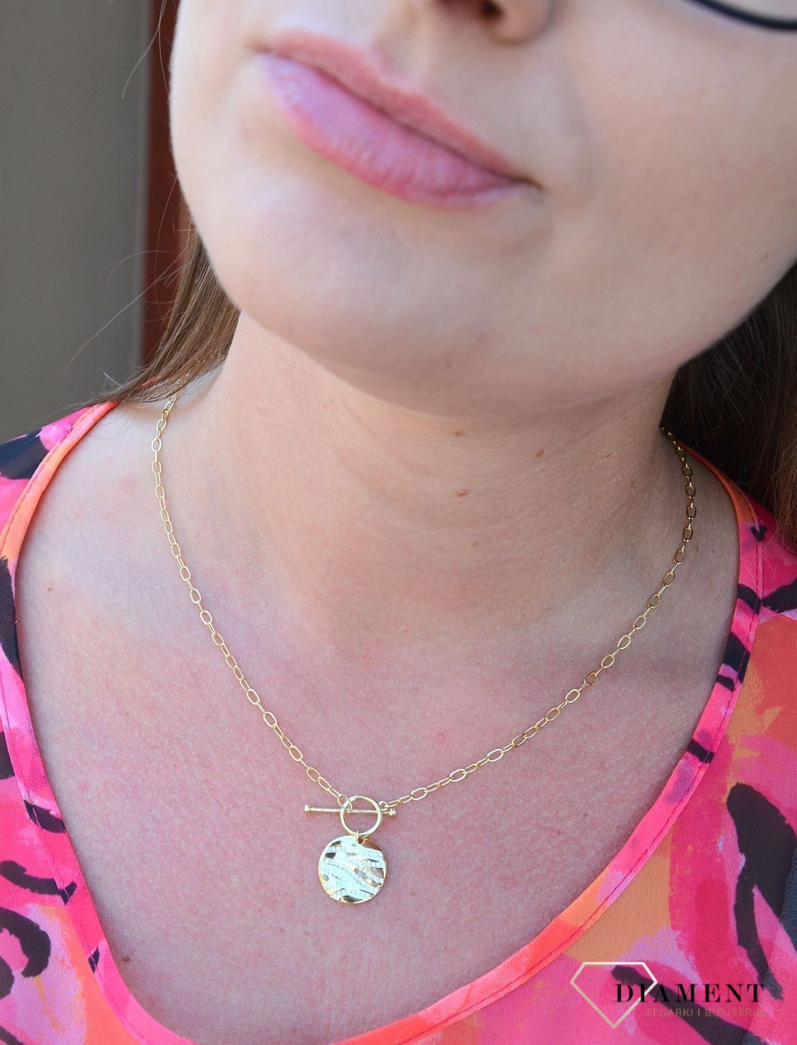 Srebrny naszyjnik pozłacany z zawieszką 'Kółko z cyrkoniami' DIA-NSZ-3063-925.jpg