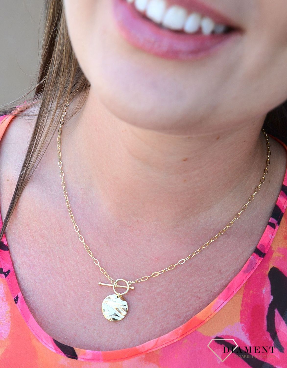 Srebrny naszyjnik pozłacany z zawieszką 'Kółko z cyrkoniami' DIA-NSZ-3063-925.jpg