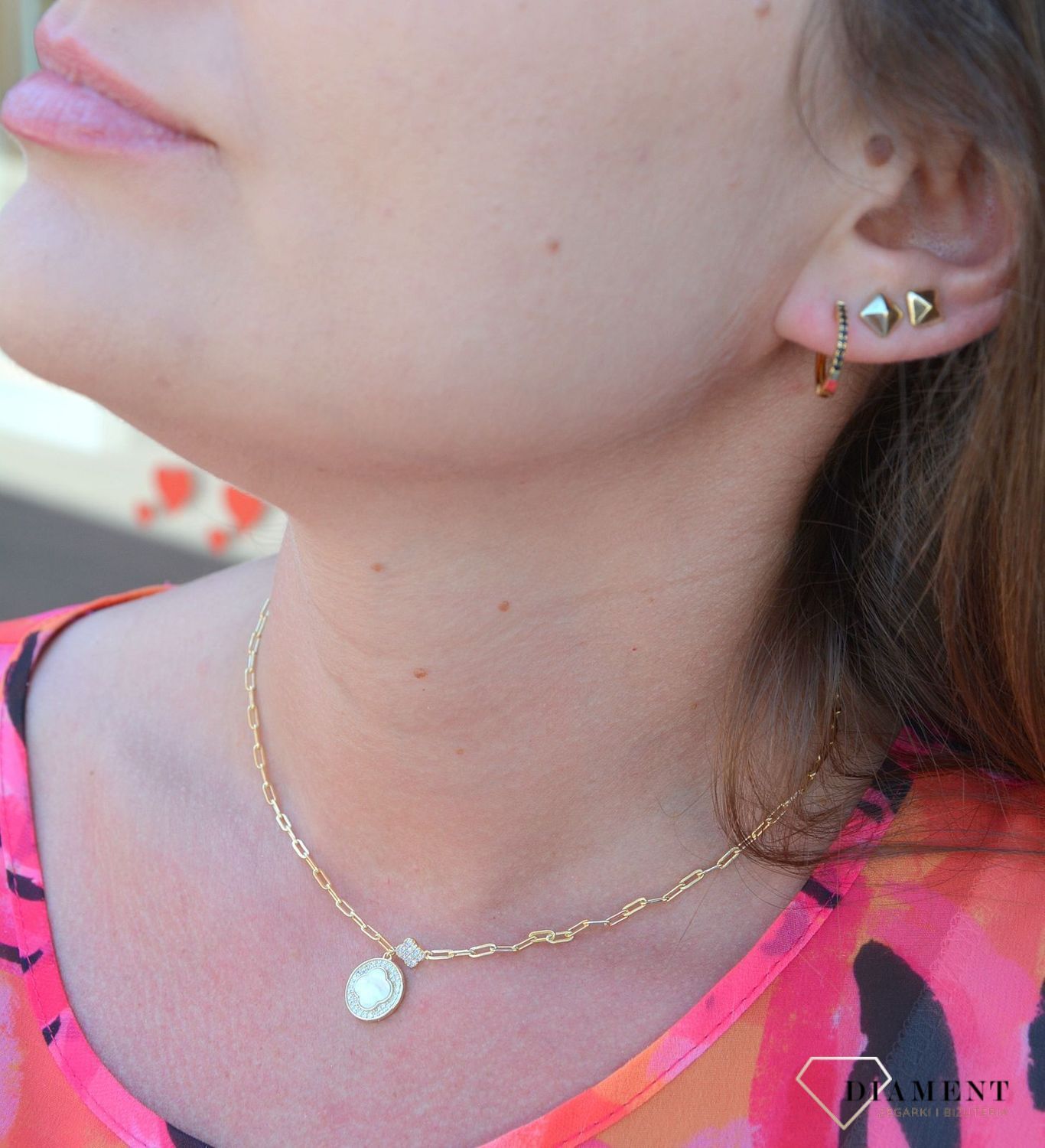 Srebrny naszyjnik pozłacany z zawieszką 'perłowa koniczynka' DIA-NSZ-3065-925.jpg