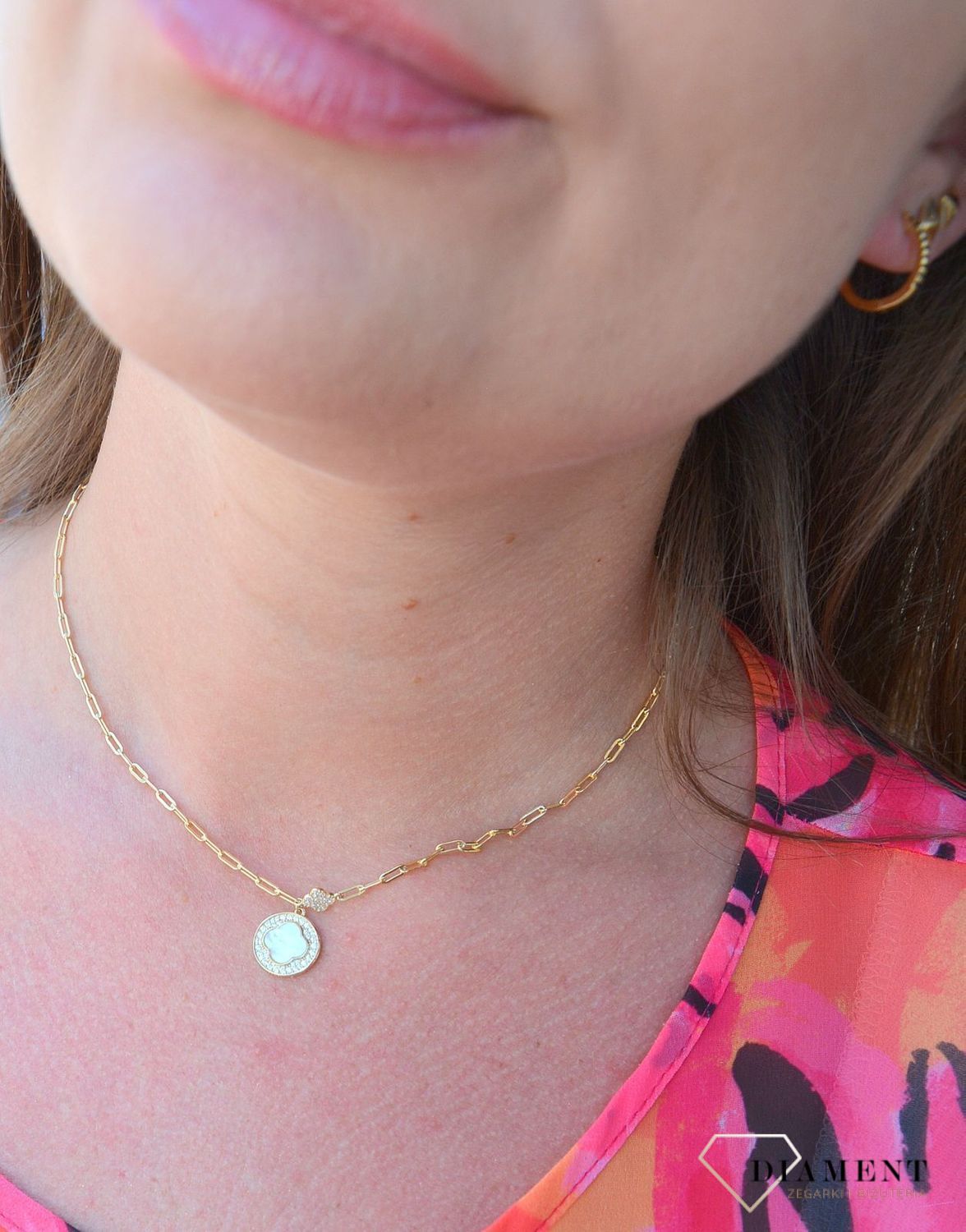 Srebrny naszyjnik pozłacany z zawieszką 'perłowa koniczynka' DIA-NSZ-3065-925.jpg