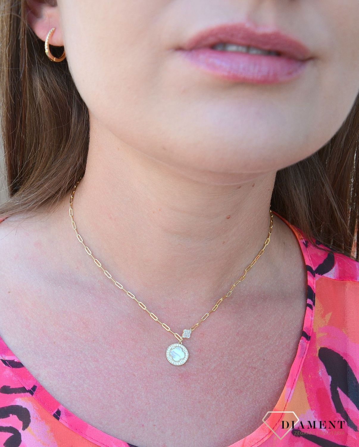 Srebrny naszyjnik pozłacany z zawieszką 'perłowa koniczynka' DIA-NSZ-3065-925.jpg