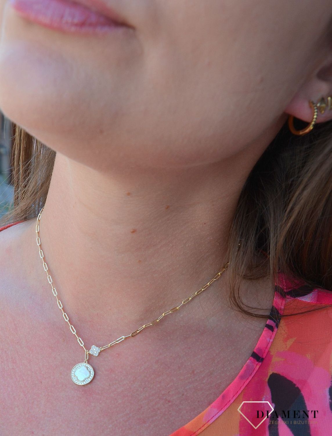 Srebrny naszyjnik pozłacany z zawieszką 'perłowa koniczynka' DIA-NSZ-3065-925.jpg