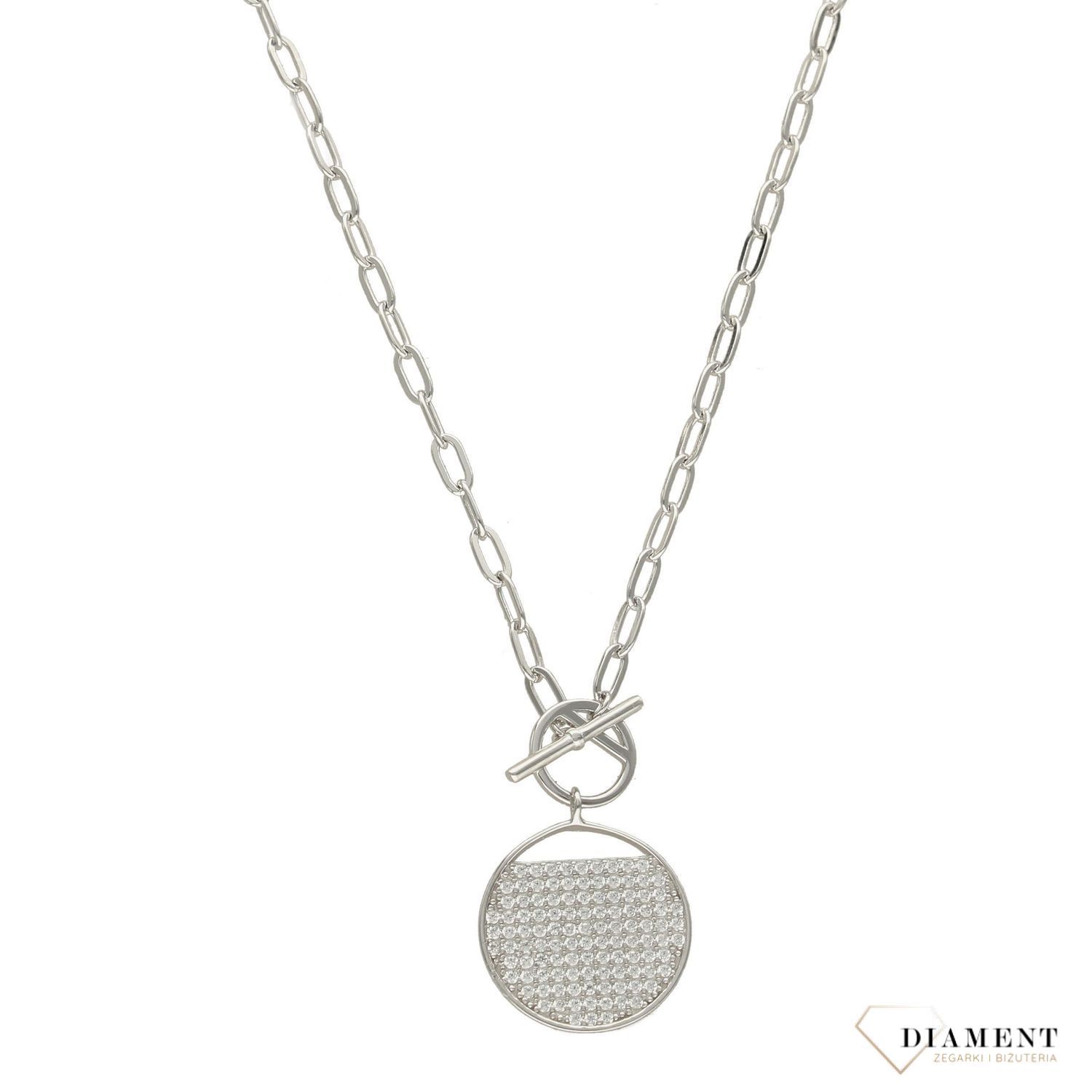 Naszyjnik srebrny z okrągła zawieszką wypełnioną cyrkoniami DIA-NSZ-3066-925.jpg