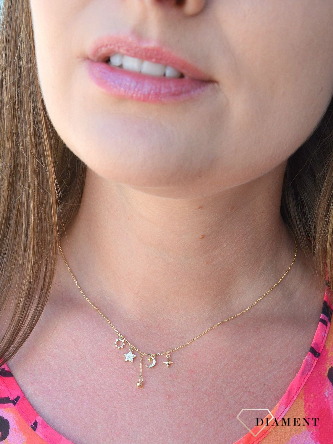 Naszyjnik pozłacany celebrytka z ozdobnymi zawieszkami DIA-NSZ-3067Z-925.jpg