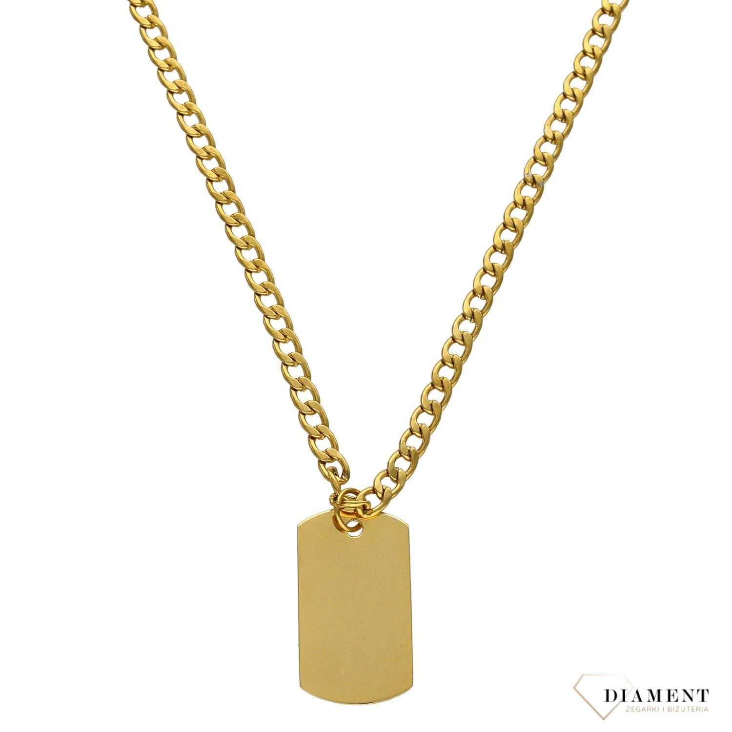 Naszyjnik męski stalowy nieśmiertelnik pozłacany do graweru DIA-NSZ-3078-STAL.jpg