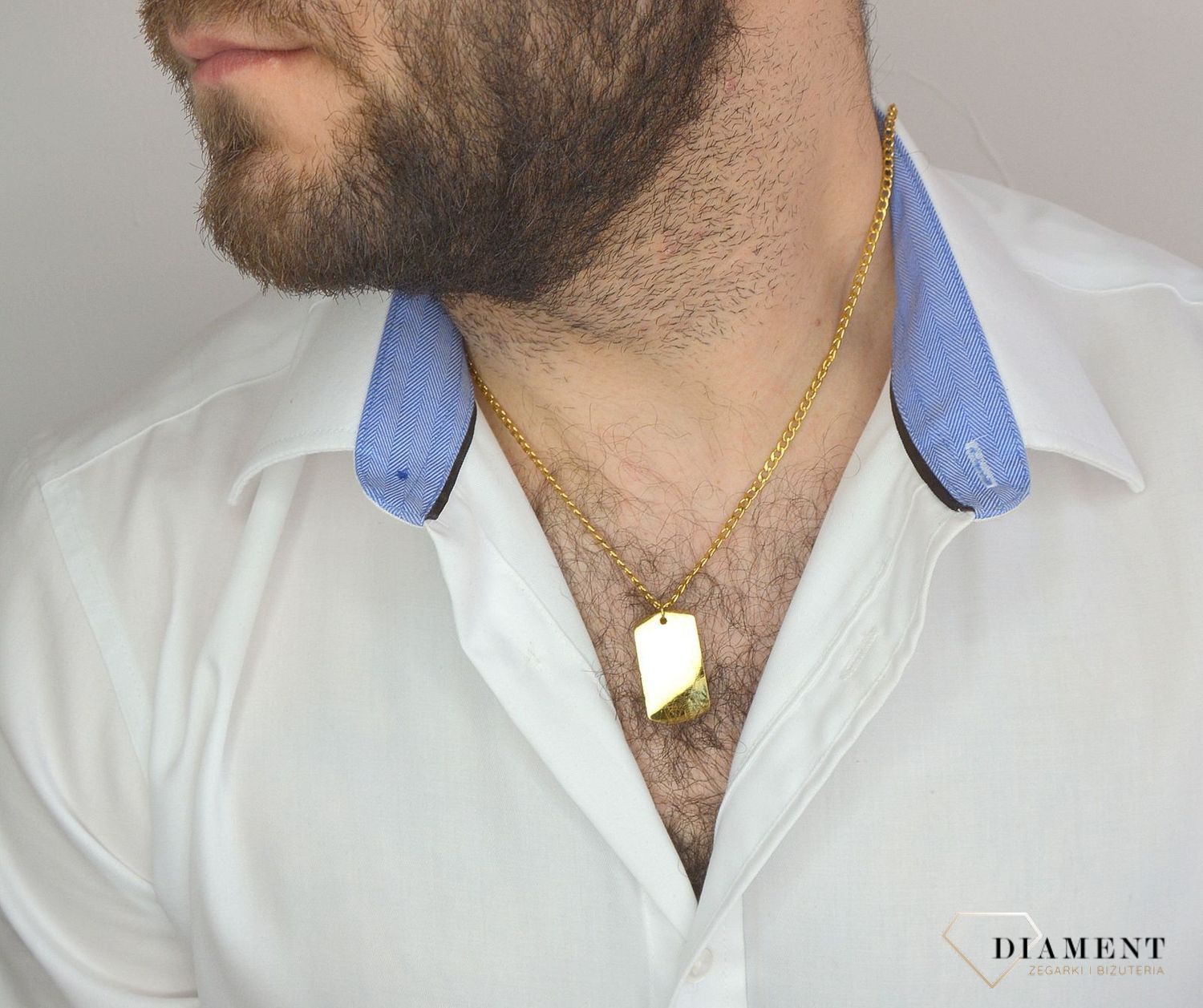 Naszyjnik nieśmiertelnik pozłacany stalowy na grawer DIA-NSZ-3081-STAL.jpg
