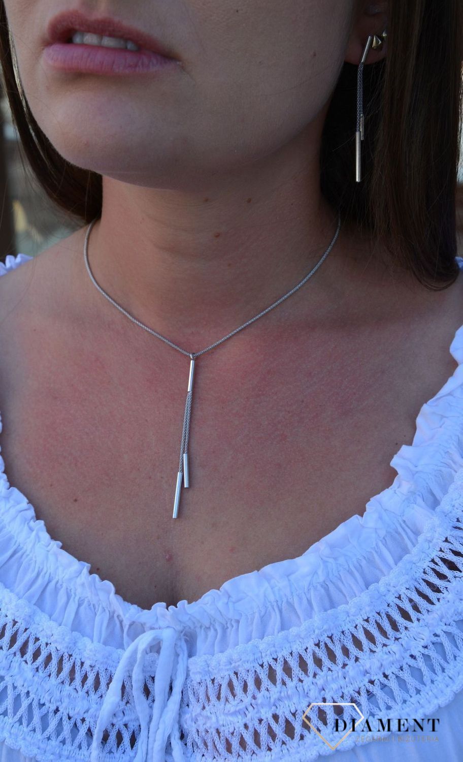 Naszyjnik srebrny krawatka dwa patyczki DIA-NSZ-3105-925.jpg