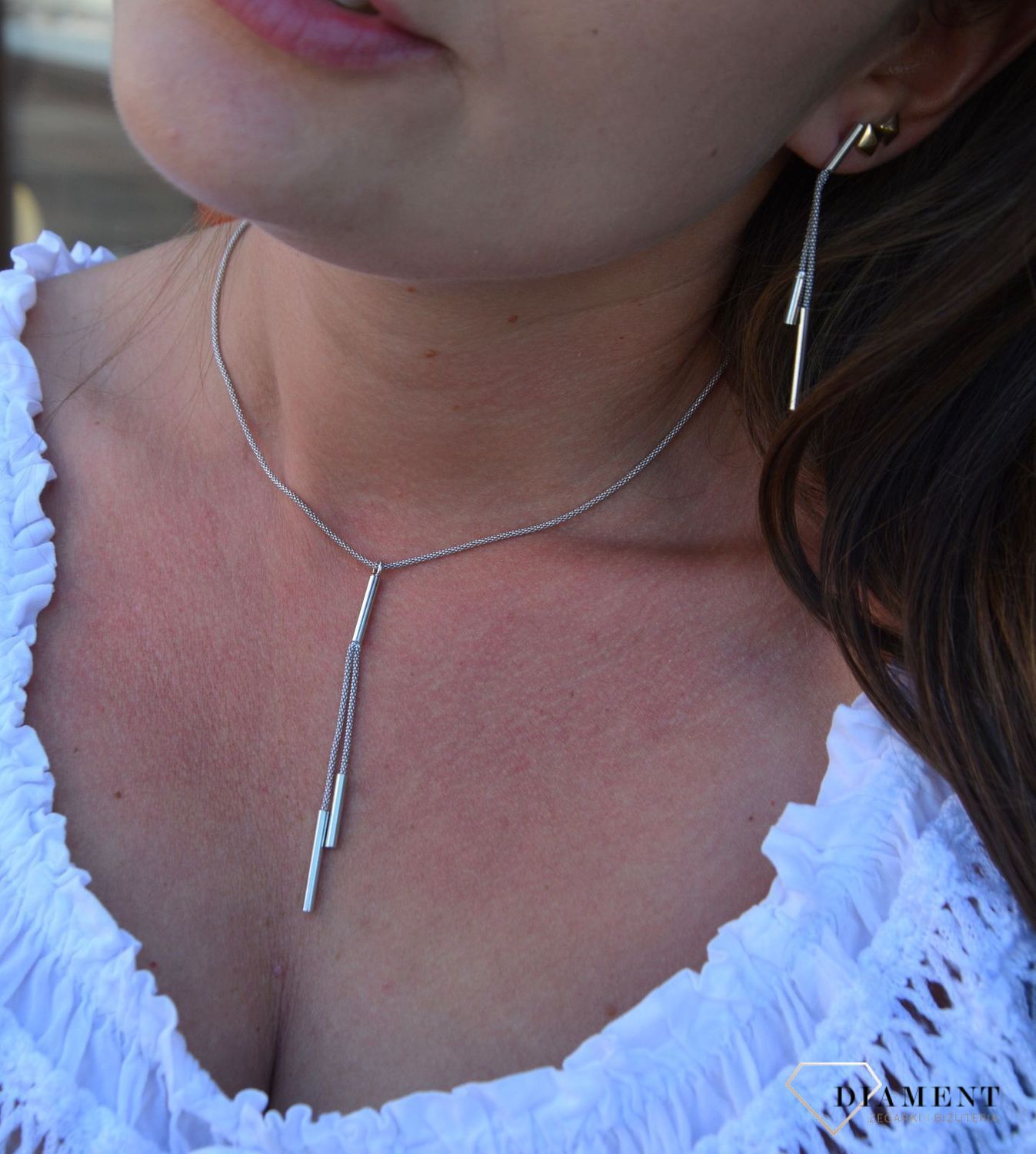 Naszyjnik srebrny krawatka dwa patyczki DIA-NSZ-3105-925.jpg