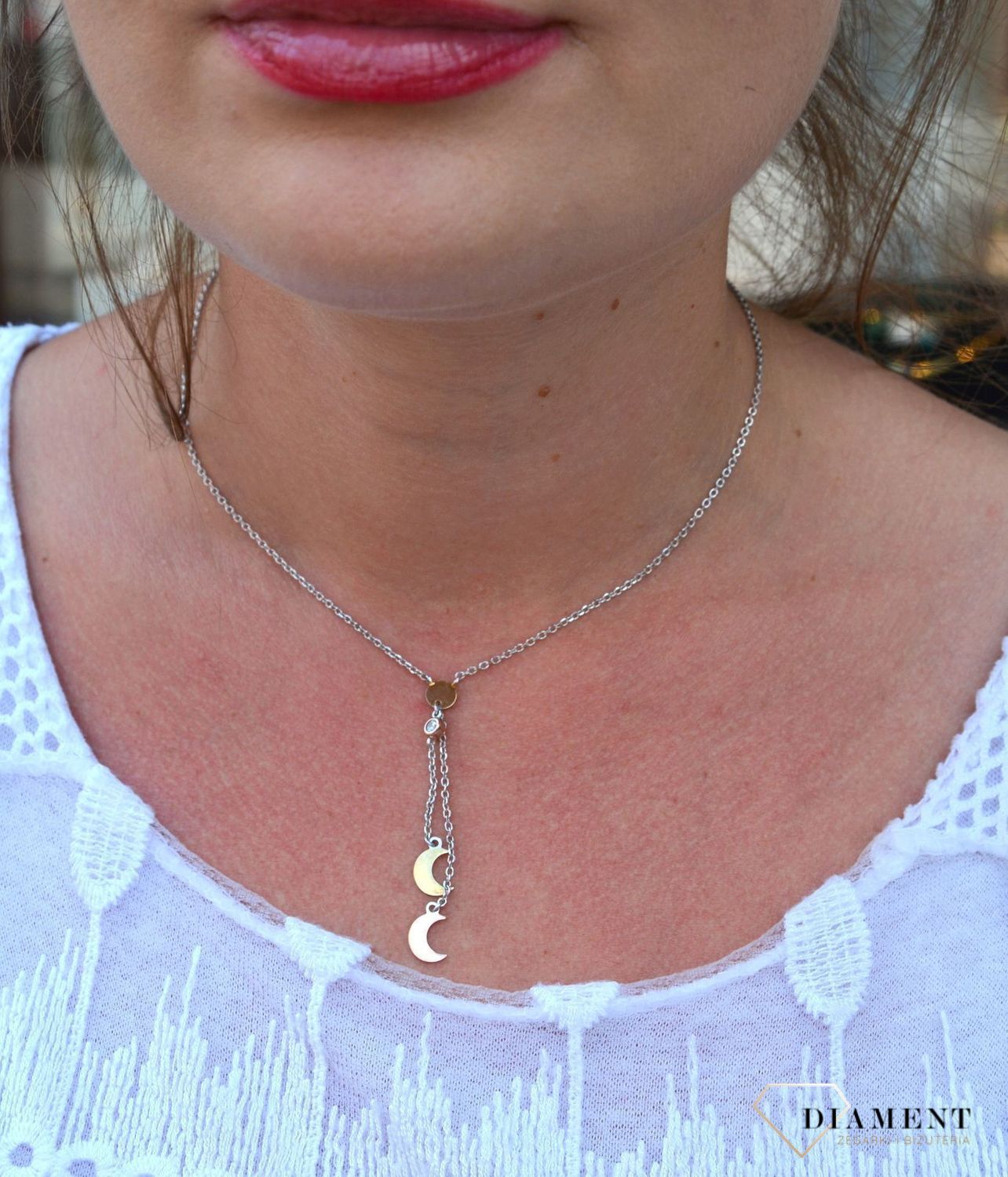 Srebrny naszyjnik celebrytka krawatka z księżycami DIA-NSZ-3266-925.jpg