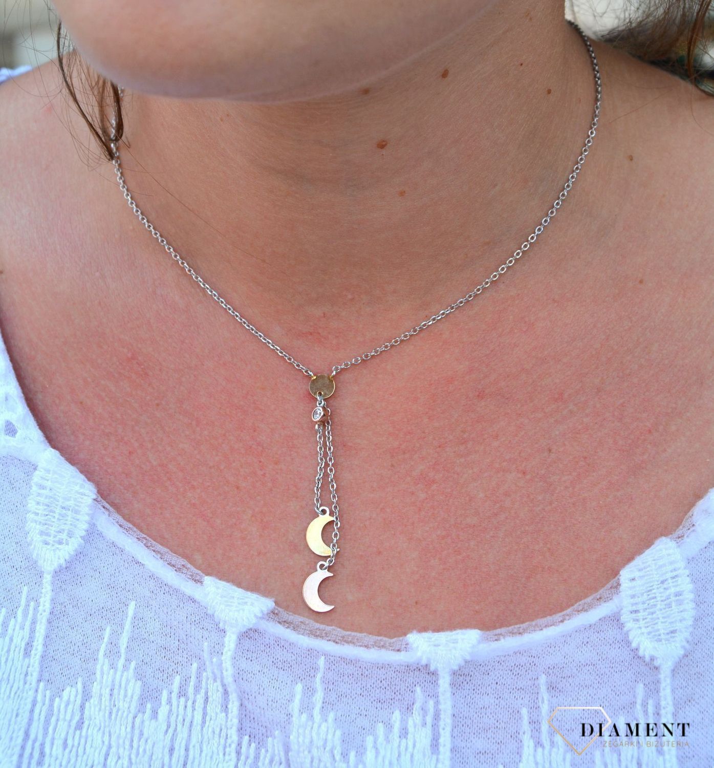 Srebrny naszyjnik celebrytka krawatka z księżycami DIA-NSZ-3266-925.jpg
