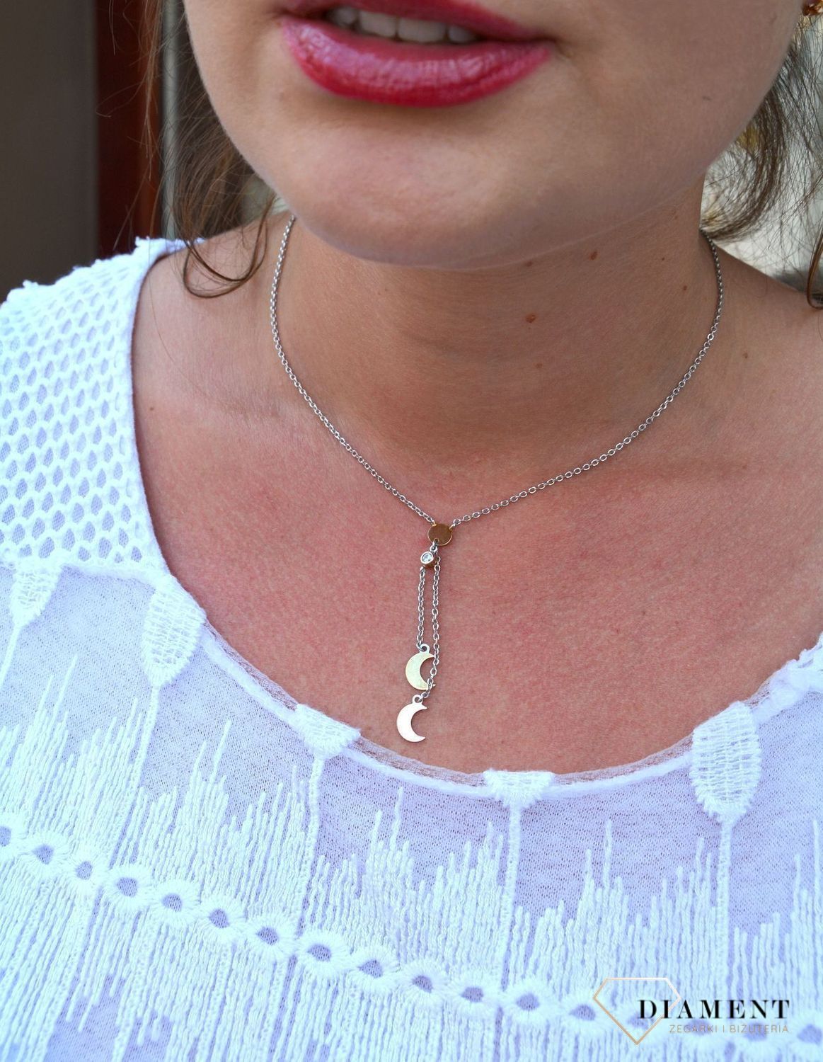 Srebrny naszyjnik celebrytka krawatka z księżycami DIA-NSZ-3266-925.jpg