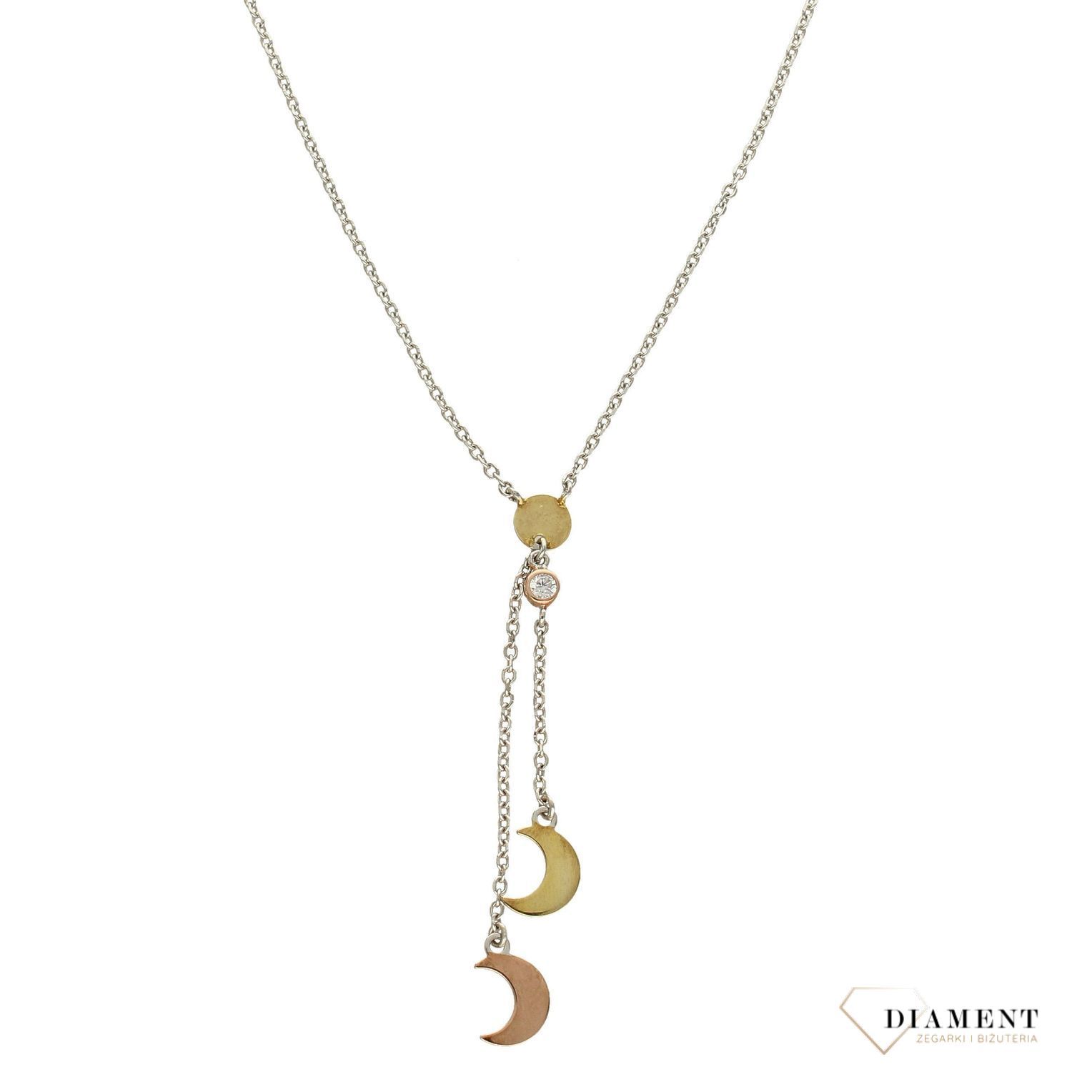 Srebrny naszyjnik celebrytka krawatka z księżycami DIA-NSZ-3266-925.jpg