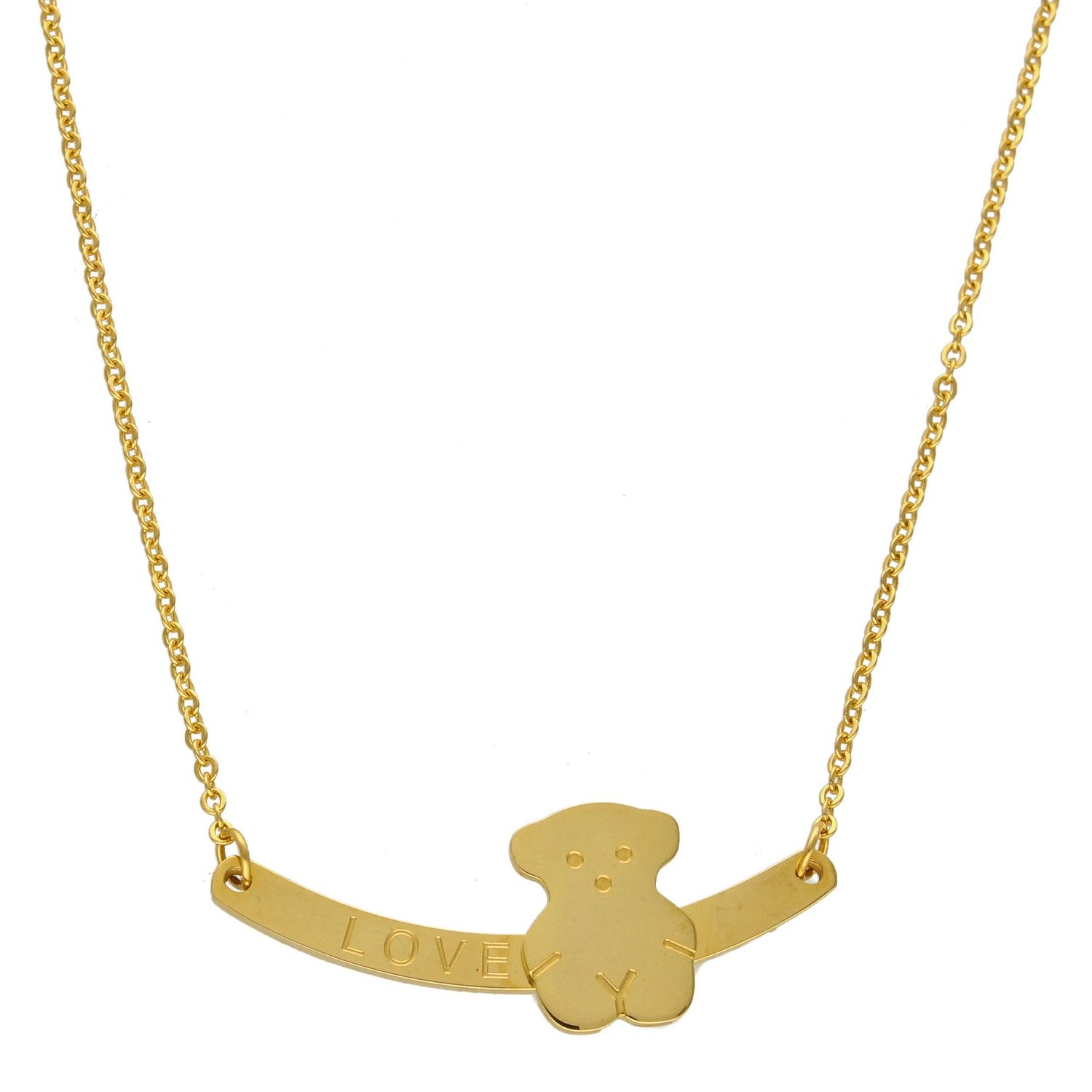 Stalowy naszyjnik z zawieszką w formie misia i blaszki z napisem LOVE DIA-NSZ-3319-STAL.jpg