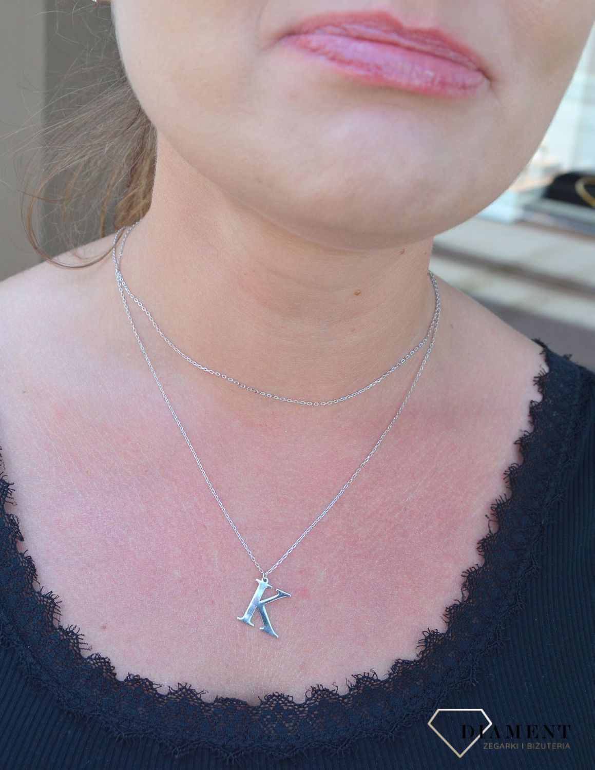 Srebrny naszyjnik Literka K DIA-NSZ-3551K-925.jpg